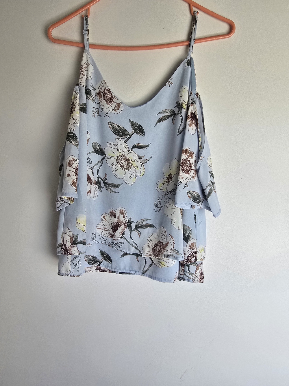 HYFVE Floral Light Blue Cold-Shoulder Camisole